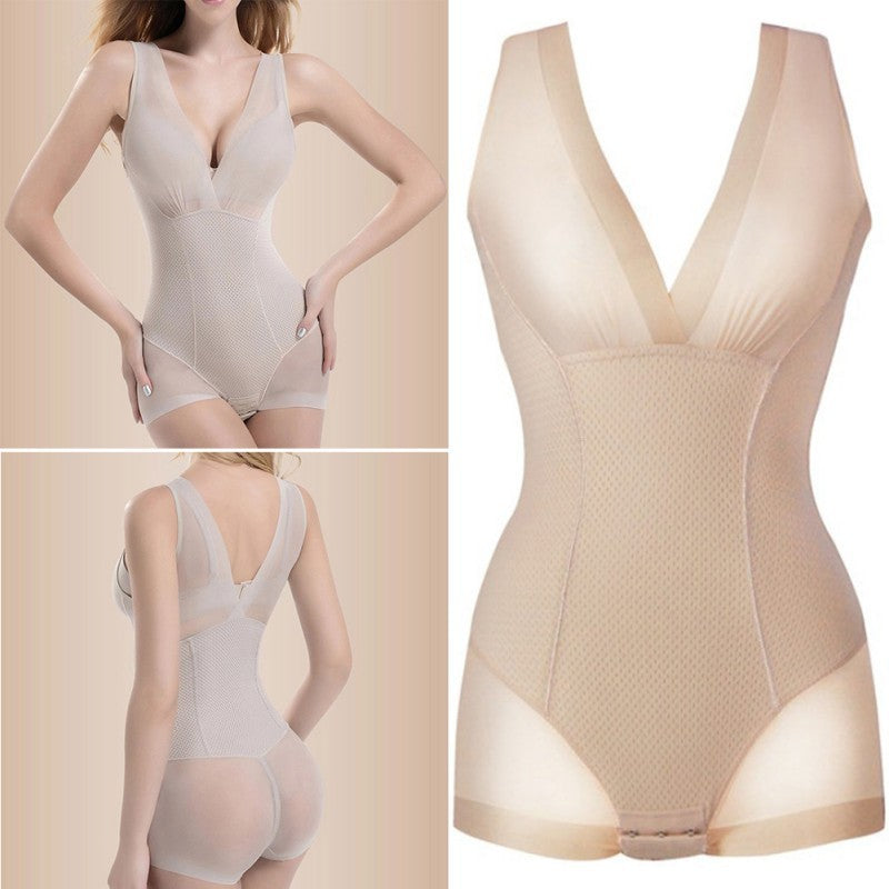Vormende slankende body met V-hals
